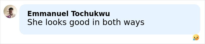 User comment bubble reading She looks good in both ways with sad emoji, referencing Brunette Sydney Sweeney