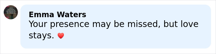 Comment expressing love and loss with a red heart emoji, reflecting a husband heartbroken after wife's tragic loss.
