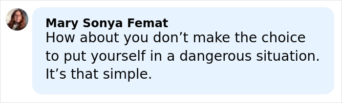 Comment by Mary Sonya Femat sharing her opinion on personal safety related to the fatal ICE incident that shook the community.