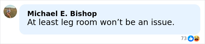 Screenshot of a social media comment discussing legroom, related to viral images about Melania Trump’s new documentary.