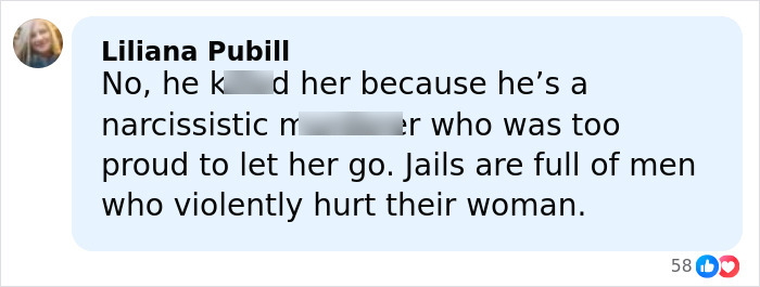 Comment on a social media post about a teacher's life ending after husband uncovers affair, discussing narcissistic behavior and violence.