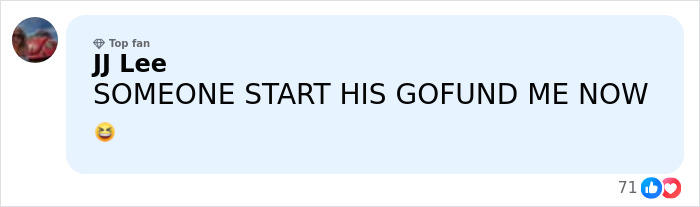 Comment from top fan JJ Lee expressing urgency to start a GoFundMe after SF bartender fired for viral response to drunken Karen.