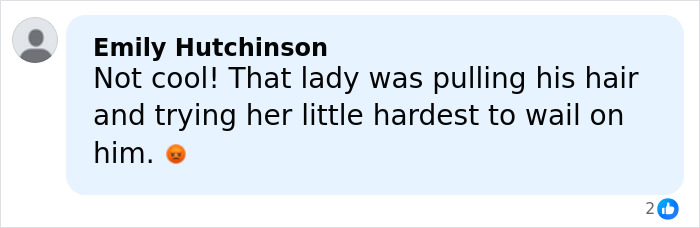 Facebook comment from Emily Hutchinson reacting with anger to a viral bartender incident involving a drunken customer.