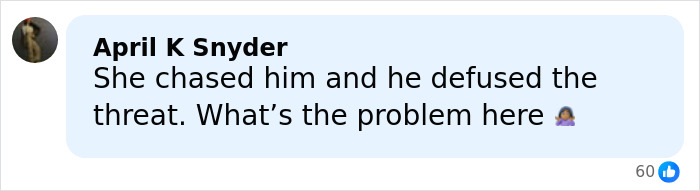 Comment by April K Snyder defending SF bartender's viral response after being fired, sparking online fury and debate.