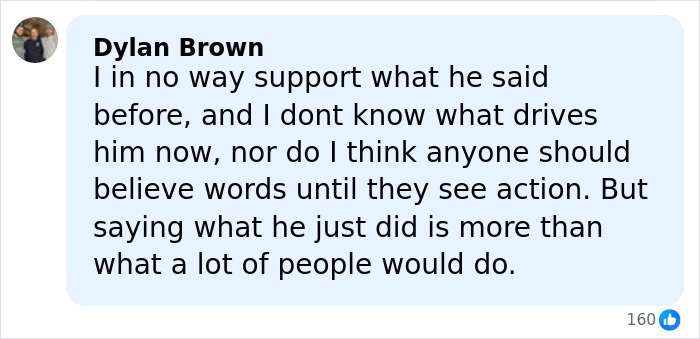 User comment in a social media post discussing Kanye West revealing health battle and offering a deep apology.