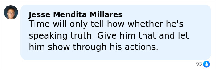 Comment by Jesse Mendita Millares expressing hope that Kanye West will prove his health battle claims through his actions.