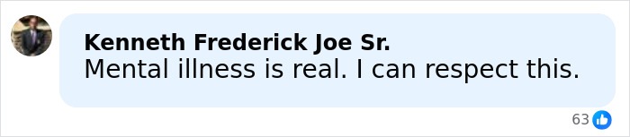 Comment by Kenneth Frederick Joe Sr. discussing mental illness in response to Kanye West's health battle and apology.