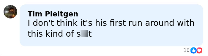 Comment by Tim Pleitgen expressing doubt about Timothy Busfield&rsquo;s behavior amid accusations on social media platform.