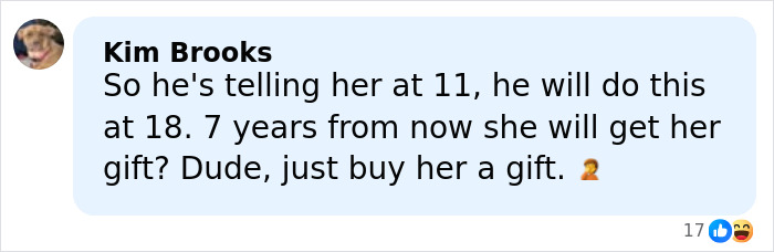 User comment from Kim Brooks discussing Dax Shepard's talk with his 11-year-old daughter about freezing her eggs, sparking debate.