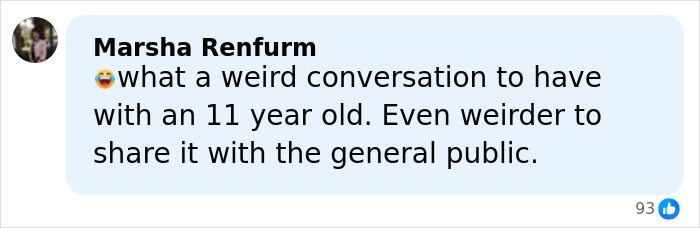 Comment on social media highlighting a controversial talk between Dax Shepard and his 11-year-old daughter about freezing eggs.
