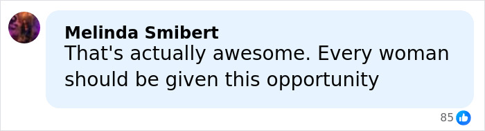 Comment by Melinda Smibert expressing support for empowering women with the opportunity to freeze eggs.