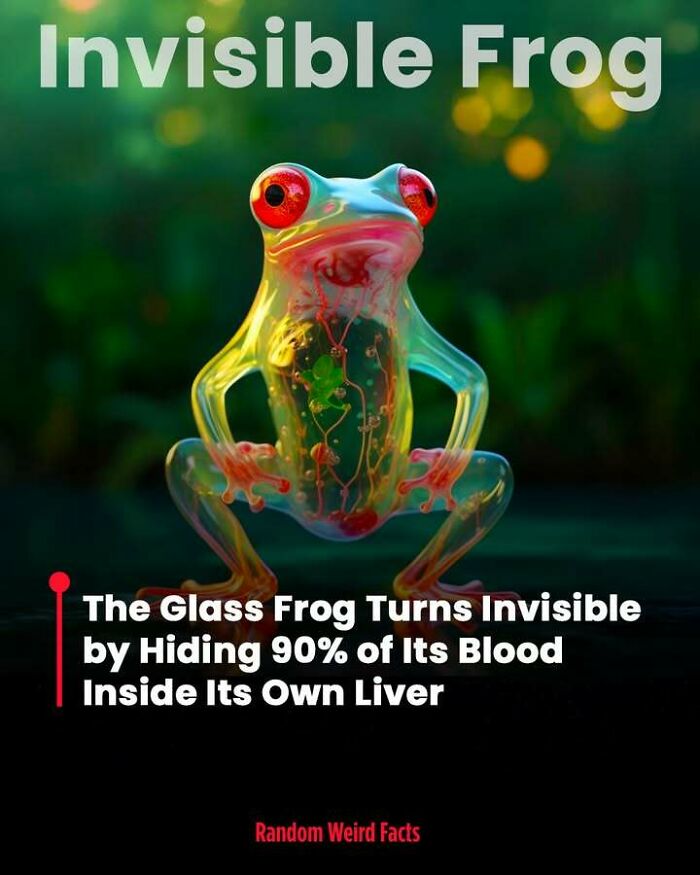 Transparent glass frog with red eyes hiding blood in its liver, a fascinating fact that lingers in your head for days.