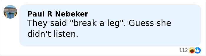 Comment by Paul R Nebeker humorously referencing Emilia Clarke breaking a rib during an intimate scene filming with three men.
