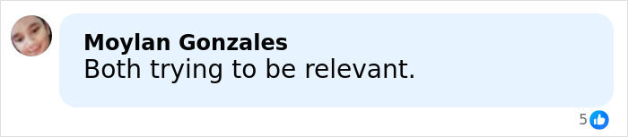 Comment by Moylan Gonzales saying both parties are trying to be relevant in a social media post.