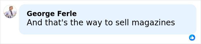 Social media comment screenshot reading And that's the way to sell magazines, like icon, referencing Sydney Sweeney