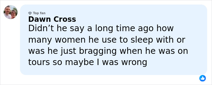 Facebook comment by Dawn Cross discussing past statements related to Enrique Iglesias' famous father Julio under investigation.