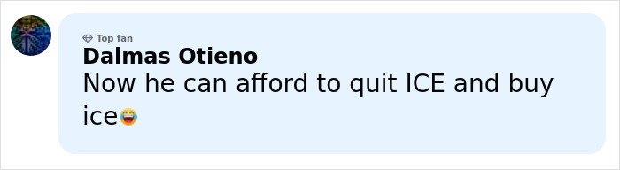 Comment from Dalmas Otieno joking about an ICE agent who turned millionaire through online fundraisers related to Renee Good incident.