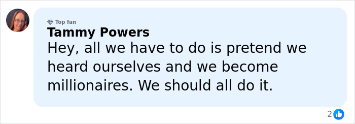 Comment from Tammy Powers reacting to ICE agent fundraiser controversy, displayed on a social media post screenshot.