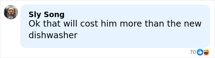 Comment on social media mentioning husband&rsquo;s reaction after wife buys $215 dishwasher without telling him.