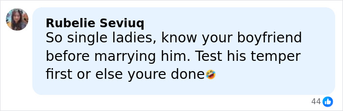 Comment warning single ladies to test boyfriend&rsquo;s temper before marriage amid husband violently trashing home over dishwasher purchase.