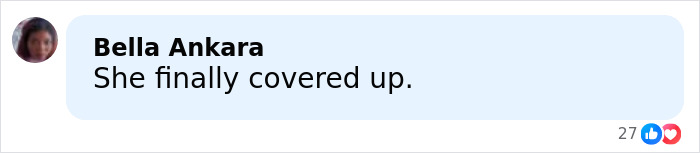 Comment on social media post reading She finally covered up, expressing opinion on North West’s sad expression going viral.