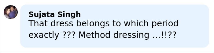 Comment questioning the style of a bathing suit with sleeves worn by Margot Robbie during a movie promo event.