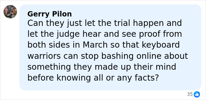 Comment from Gerry Pilon questioning trial timing amid leaked audio bombshell putting Blake Lively in a bad spot with fans.