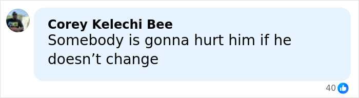 Comment on social media by Corey Kelechi Bee expressing concern about a viral male version of Karen public meltdown.