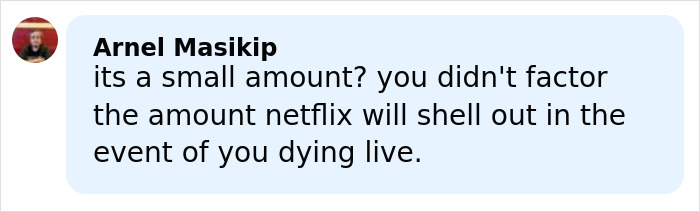 Comment by Arnel Masikip disputing Netflix's low pay for a 500-meter skyscraper climber amid backlash.