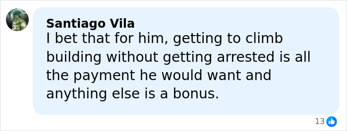 Comment by Santiago Vila discussing climber&rsquo;s experience with low pay for 500-meter skyscraper climb on Netflix backlash post.