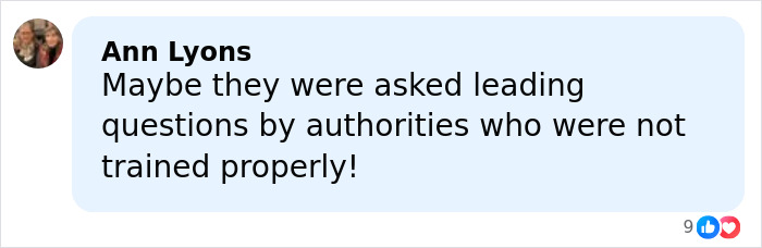 Comment from Ann Lyons suggesting accusations may involve leading questions by untrained authorities in Timothy Busfield&rsquo;s case.