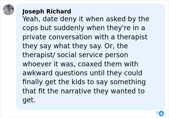 Comment by Joseph Richard discussing accusers denying claims during private conversations in Timothy Busfield case audio.