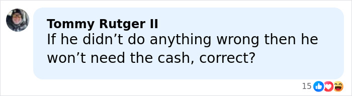 A Minneapolis ICE agent sharing thoughts in a social media comment about crowdfunding and innocence. A Minneapolis ICE agent sharing thoughts in a social media comment about crowdfunding and innocence.