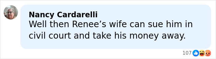 Comment by Nancy Cardarelli discussing legal action against a Minneapolis ICE agent after crowdfunding controversy. Comment by Nancy Cardarelli discussing legal action against a Minneapolis ICE agent after crowdfunding controversy.