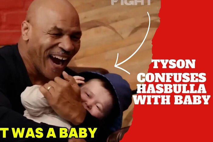Mike Tyson laughing while holding Hasbulla, a pop culture moment that made people cringe hard.