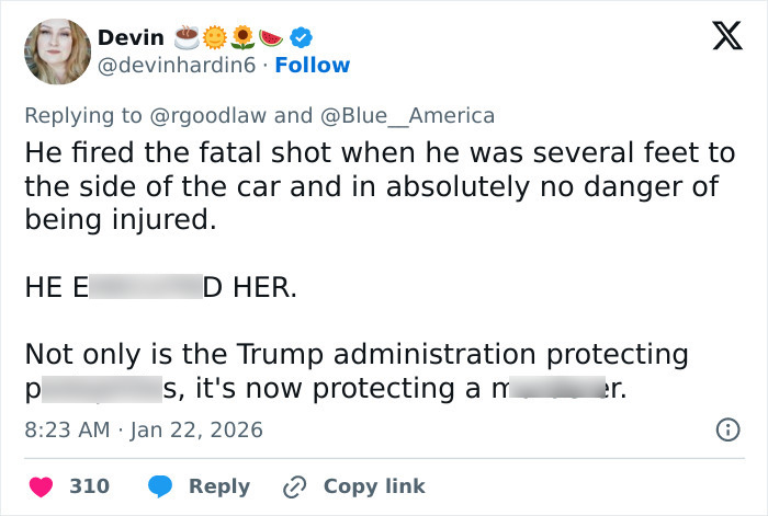 Tweet discussing autopsy released by Renee Good&rsquo;s family revealing harrowing new details of her final moments.