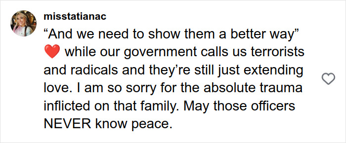 Comment expressing sorrow and support for Renee Good&rsquo;s wife after the fatal ICE incident impacting the community.