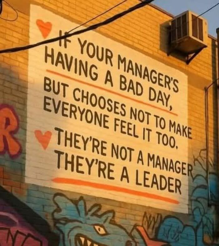 Mural on a brick wall with a leadership quote relatable to restaurant workers and their experiences.