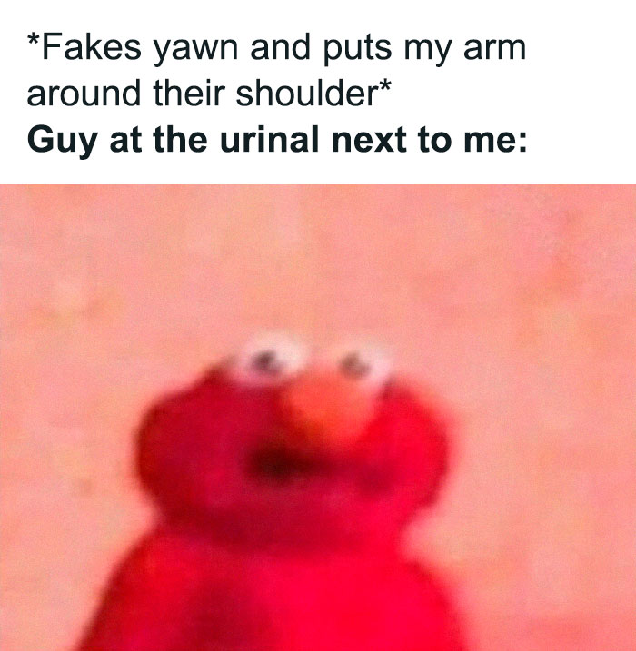 Blurry Elmo meme reacting with surprise, featured in a collection of random memes that are unexpectedly funny.