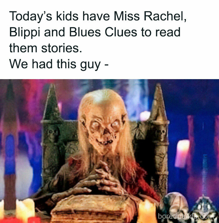 Alt text: Vintage creepy skeleton figure sitting with hands clasped among candles, a random meme with unexpected humor.