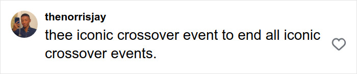 Social media comment praising an iconic crossover event, capturing fans' stunned reactions and viral kneeing move.