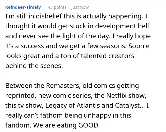 Comment discussing Sophie Turner&rsquo;s ripped Lara Croft transformation sparking mixed reactions and fan excitement.