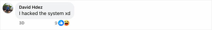 Comment on social media by David Hdez joking about hacking the system, related to father changing gender identity to avoid child support.