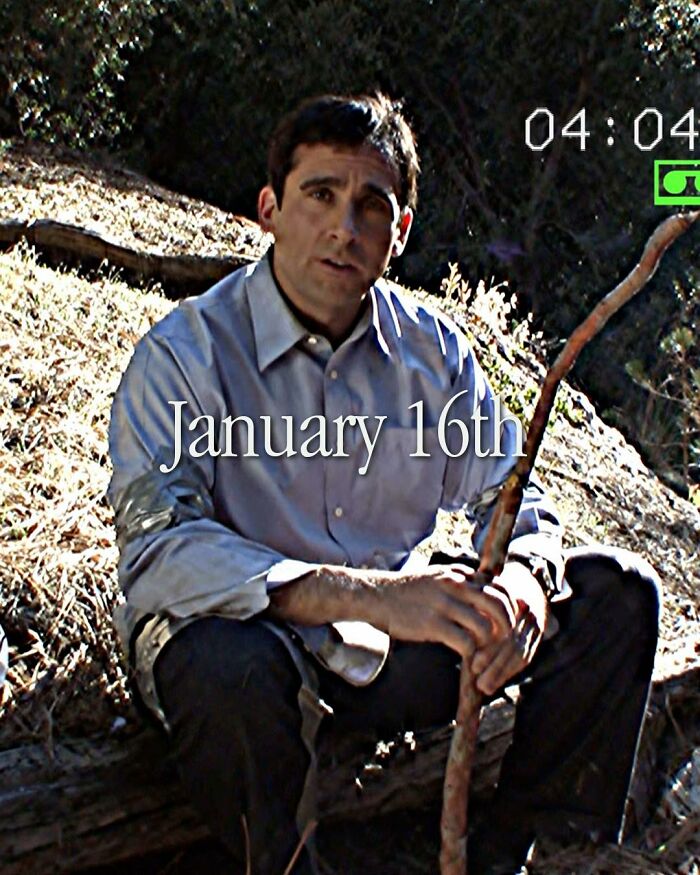 Man from The Office sitting outdoors holding a stick, with text overlay referencing popular memes inspired by The Office.