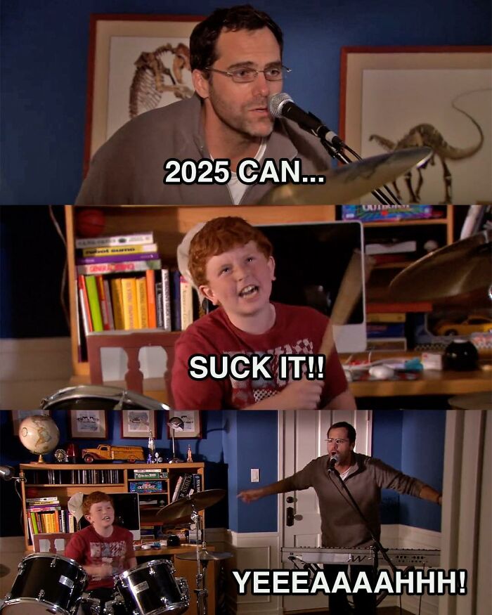 Scene from The Office showing characters singing and playing drums, capturing humorous moments in popular memes inspired by the TV series.