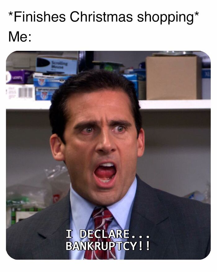 Man from The Office with shocked expression saying I declare bankruptcy in a meme inspired by The Office TV series.