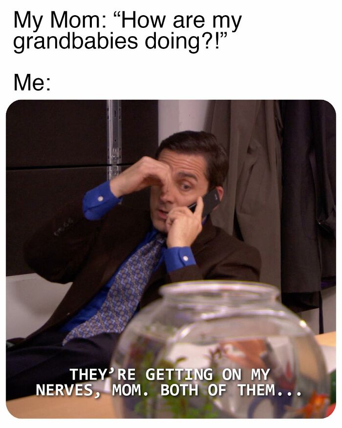 Man from The Office rubbing his nose and talking on phone, expressing frustration, meme inspired by TV series The Office fans.