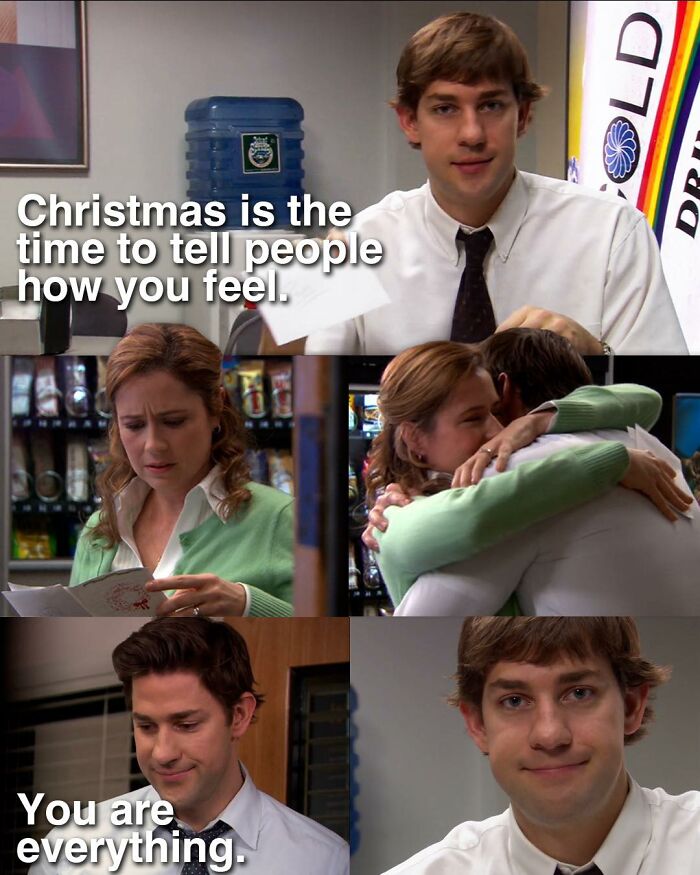 Scenes from The Office with characters exchanging emotional notes, highlighting memes inspired by the TV series The Office.
