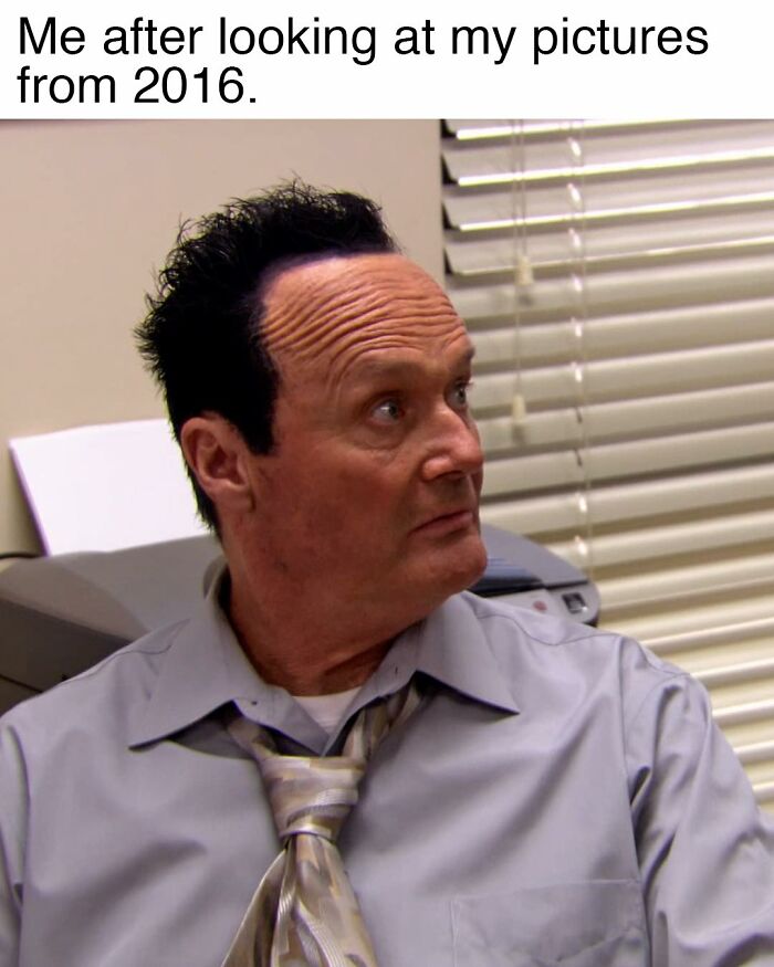 Man in office shirt and tie making a surprised face in a meme inspired by The Office TV series comedy moments.