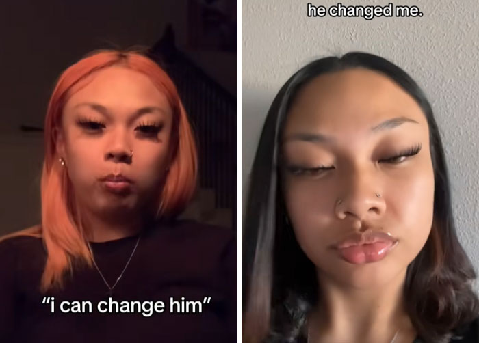 Two women reflecting on personal change after breakup, expressing emotions related to how they changed for better or worse.